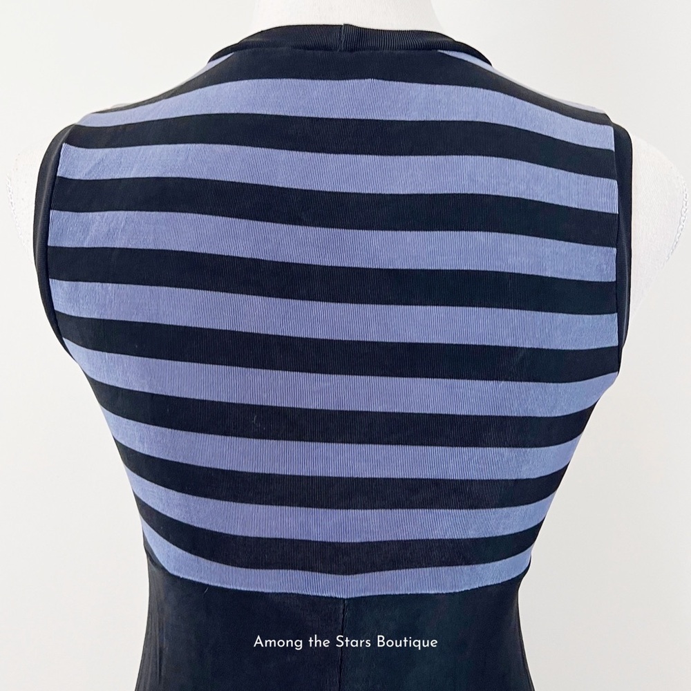 FLAWED GEM Rare Vintage 90s Jersey Knit Striped Dress Alt. ASO Rachel in Friends - Picture 13 of 14